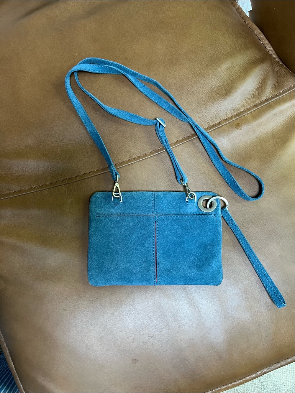 Hammitt Small Nash Blue Suede Wristlet/crossbody - Picture 7 of 8